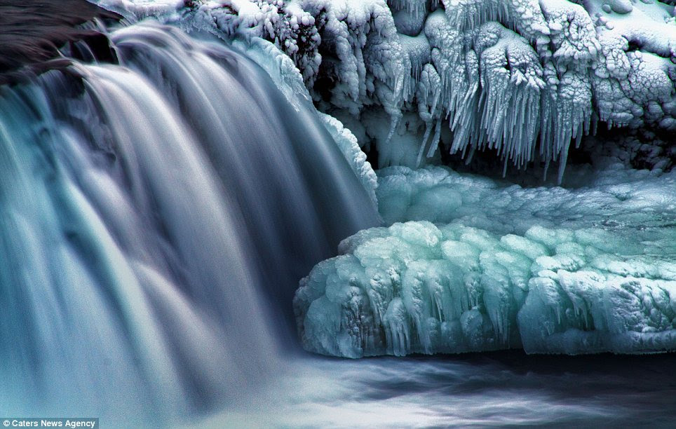 Waterfall: Ms Kalvachova specialises in unusual formations which dot the Arctic and North Atlantic landscape