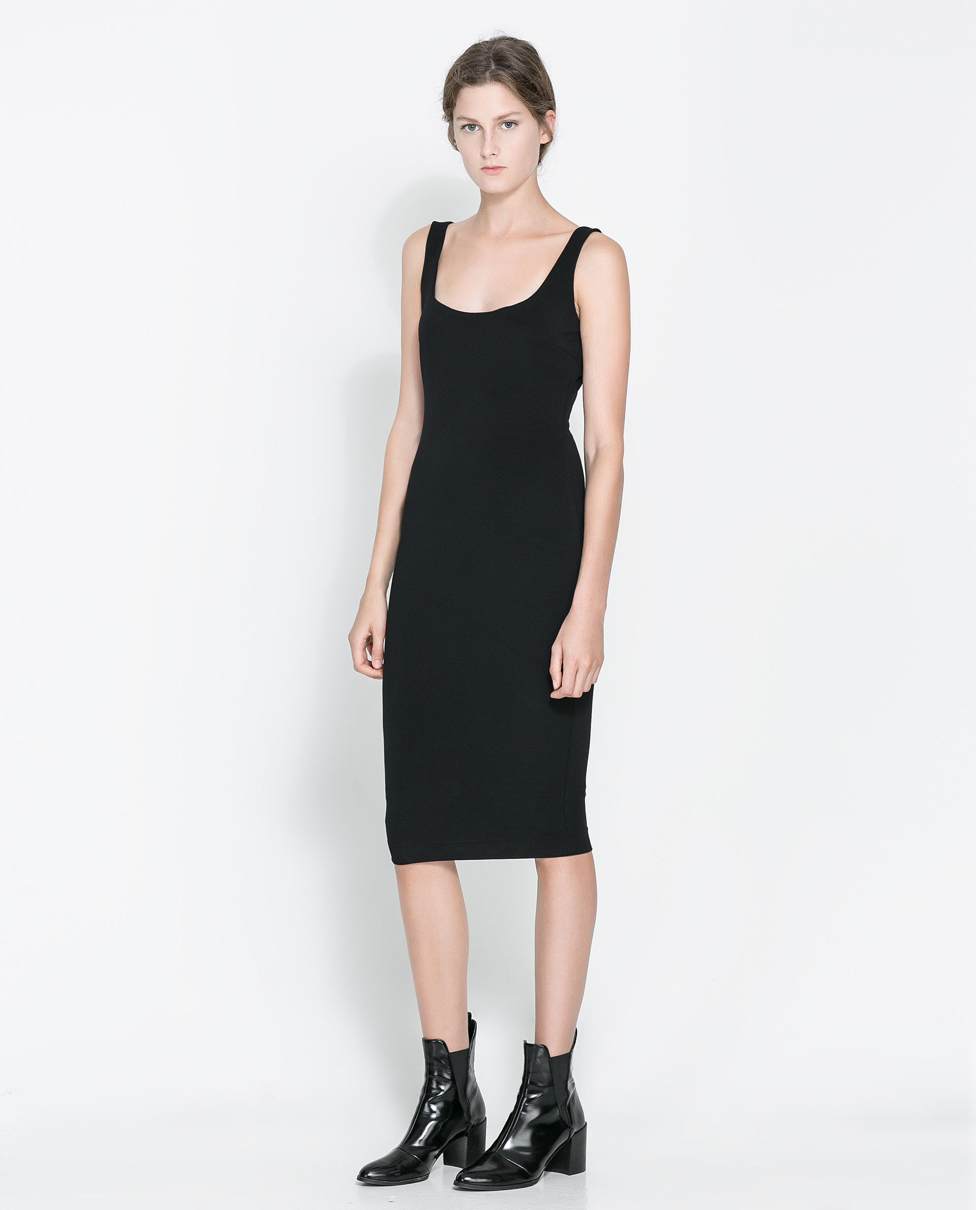 Zara Ottoman Dress with Zip in Black | Lyst