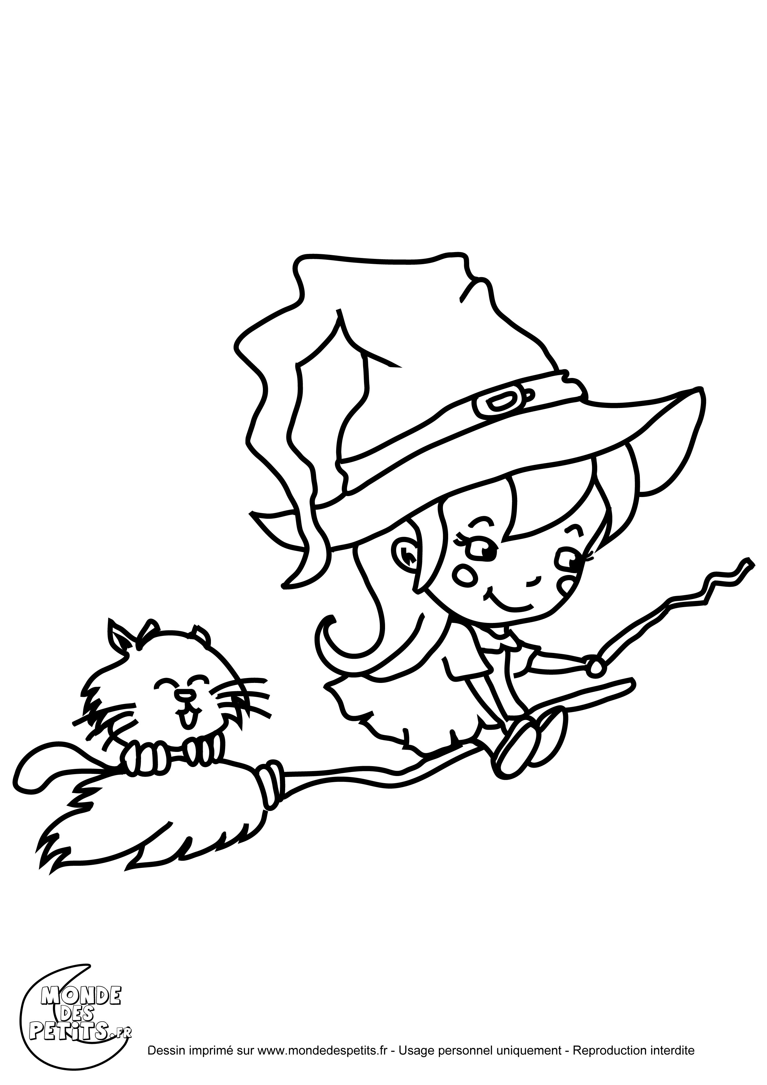 Coloriage halloween de la sorciere grabouilla