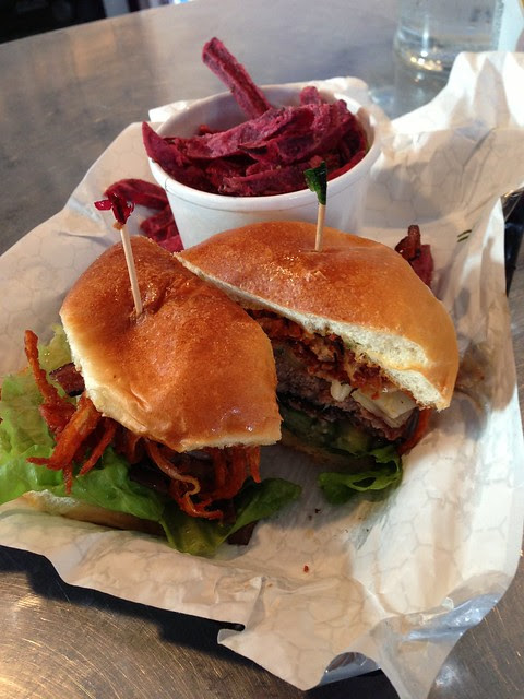 The Kitchen Sink Burger at Grass Fed