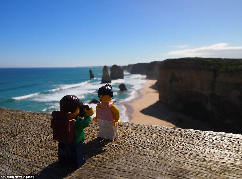 Stunning views: The couple pose at the Twelve Apostles, Victoria, Australia