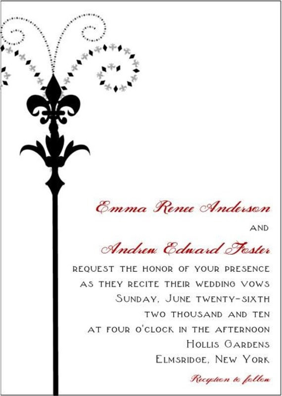 Fleur de lis Wedding Invitations Sample Set From Whimsicalprints