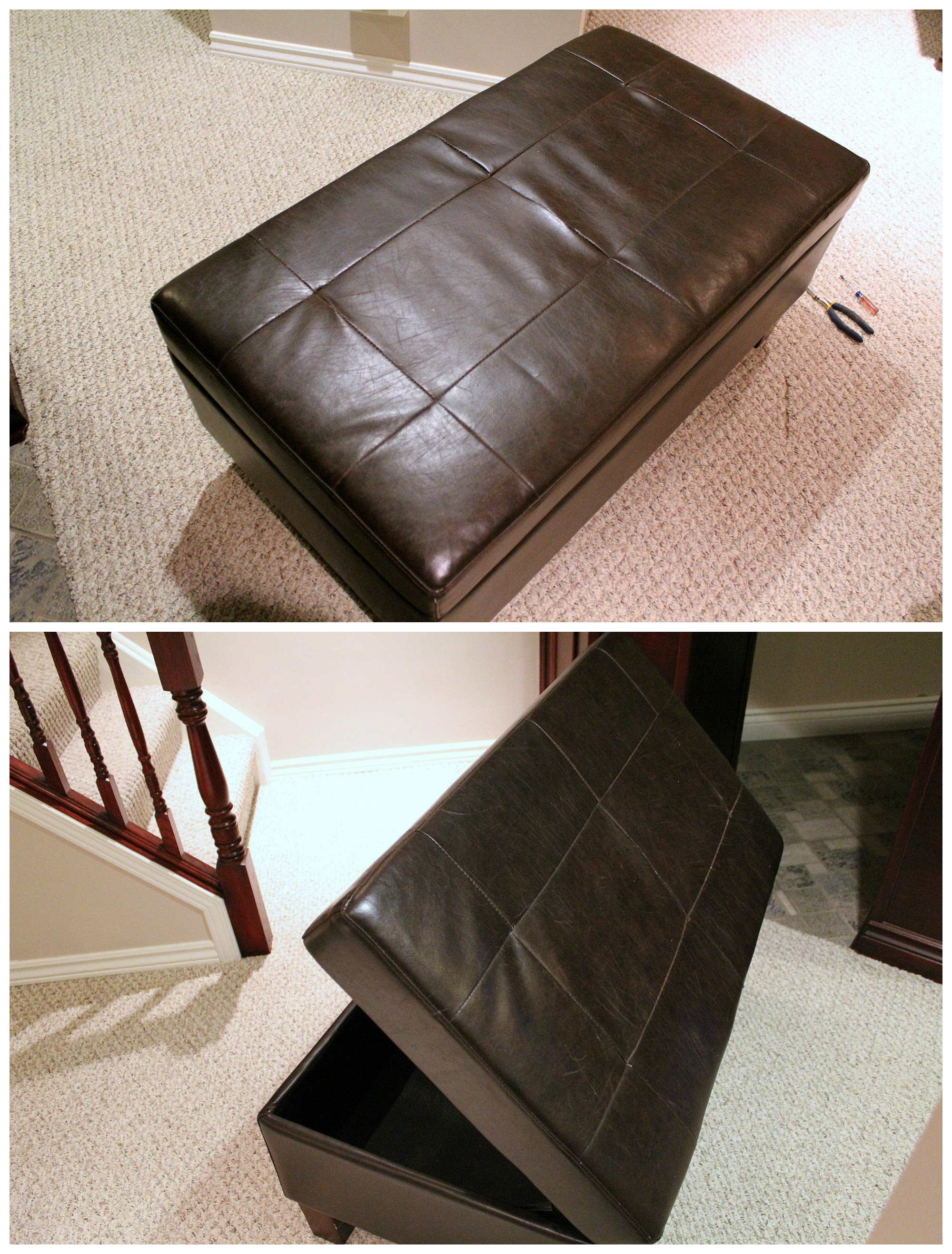 faux leather bench