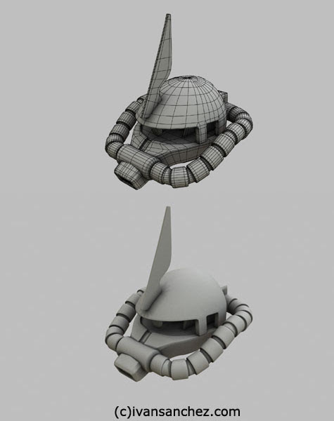 zaku II f2 mesh sandrum 3d