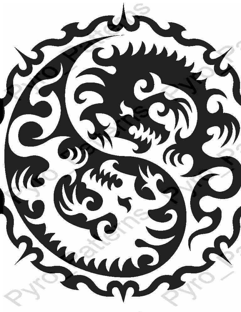 Chinese Dragon Ying Yang Pyrography Wood burning Pattern ...