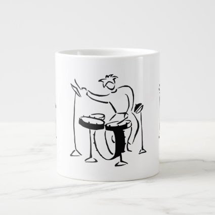 Trap set drummer abstract bw sketch design 20 oz large ceramic coffee mug