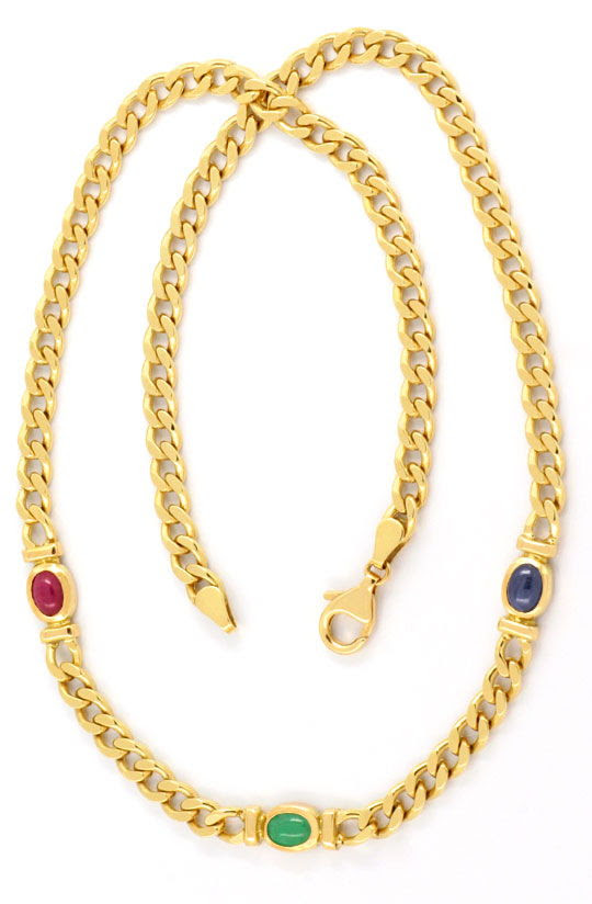 Originalfoto GOLD-KOLLIER COLLIER RUBIN SAPHIR SMARAGD