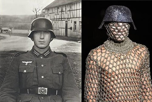 German-helmet-and-fabric-mesh-outfit