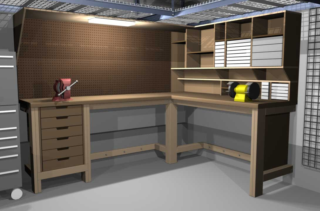 Garage/Shop corner L-shape workbench design - Woodworking ...
