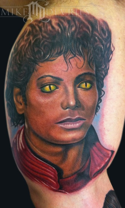 Michael Jackson Tattoo from Thriller, we added the cat eyes in there, 
