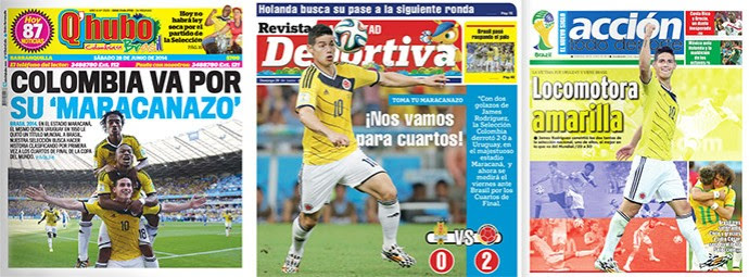 montagem - capas de jornais Colômbia (Foto: Editoria de Arte)