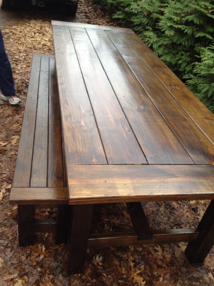 Ana White 9-Foot Farmhouse Table and Bench - DIY Projects