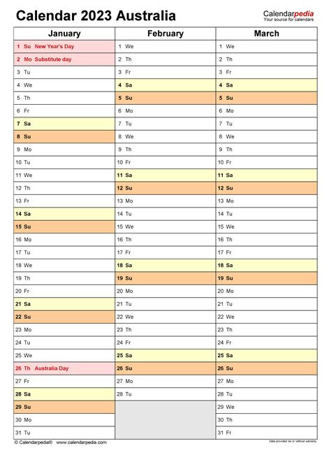  australia calendar 2023 free printable pdf templates public holidays