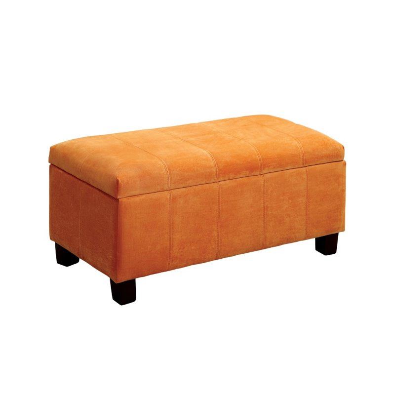 Furniture of America Zola Upholstered Storage Bench in Orange