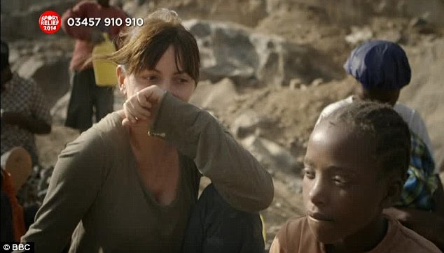 Touching: The TV presenter's moving video was also shown, which saw her meet a young girl called Anne who worked in a quarry in Nairobi