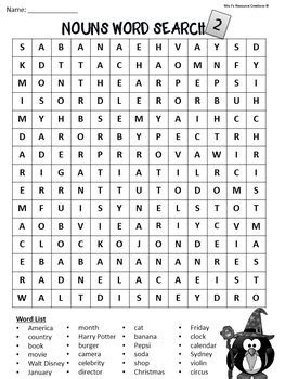  nouns word search set of 5 by mrs js resource creations tpt