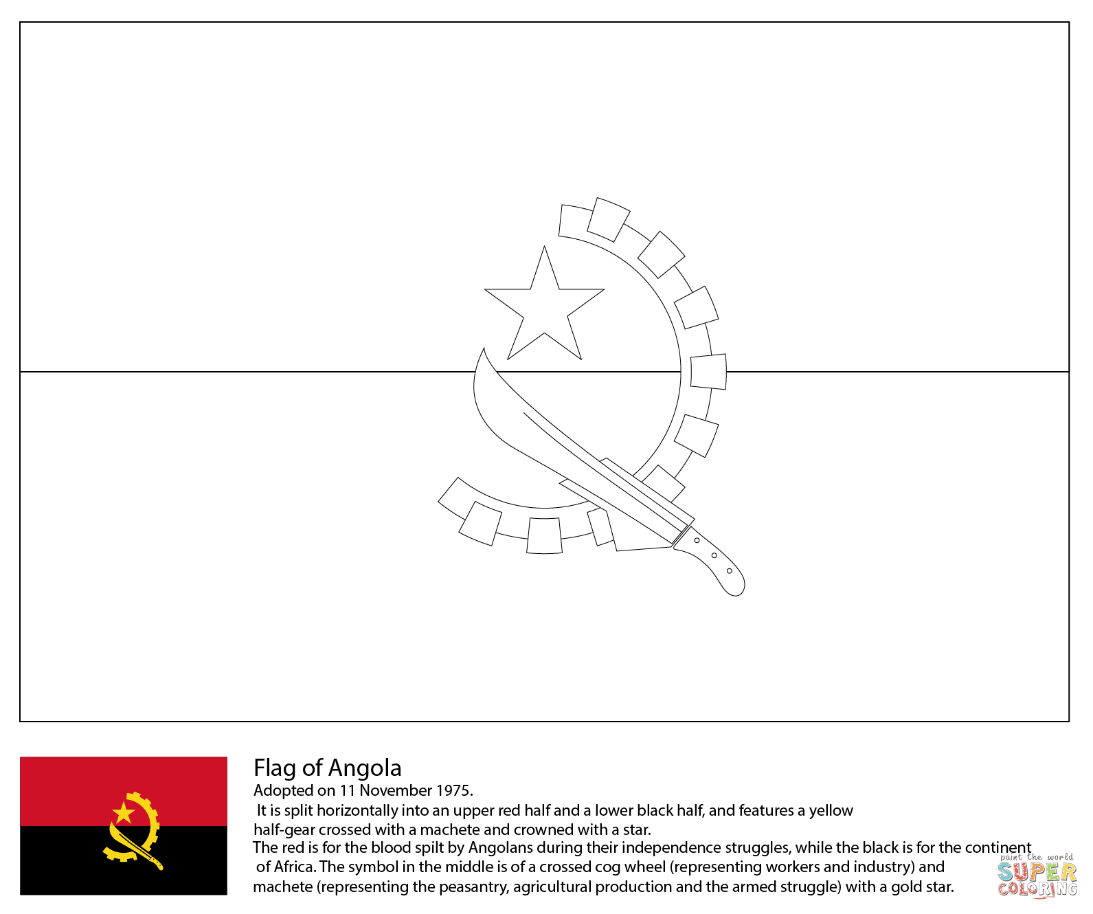 the Flag of Angola coloring pages to view printable