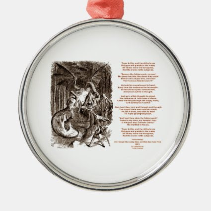Jabberwocky Poem by Lewis Carroll Christmas Ornament