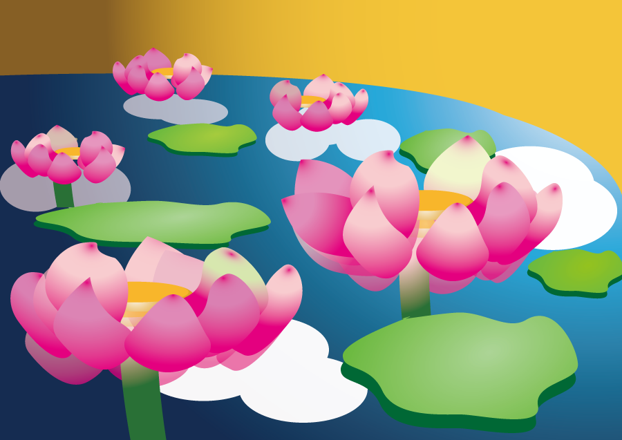 フリーイラスト 池に咲く蓮の花でアハ体験 Gahag 著作権フリー写真 イラスト素材集