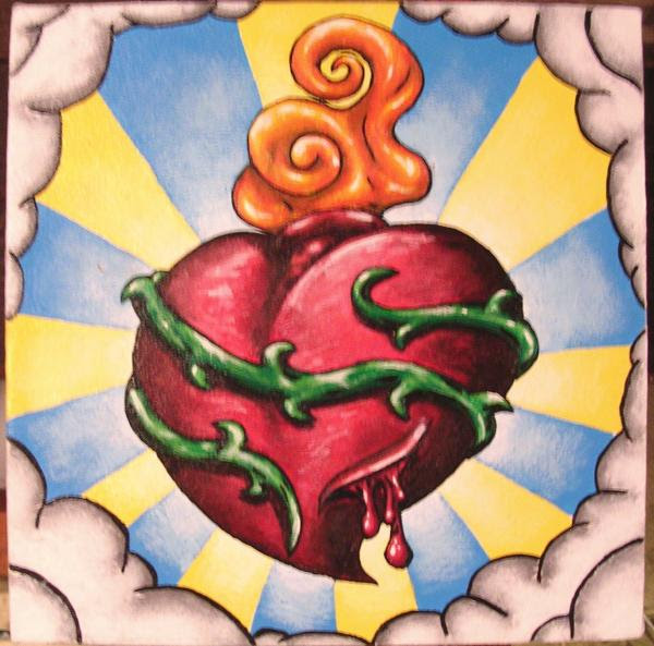 heart paintings, sacred heart paintings, bleeding heart paintings, 