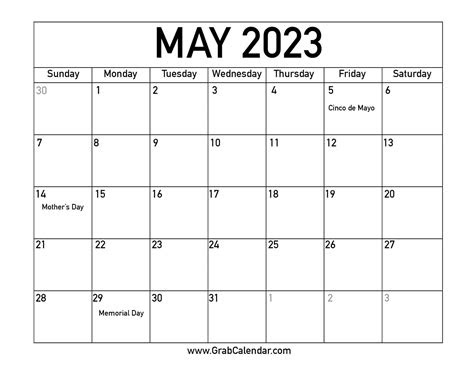  printable may 2023 calendar