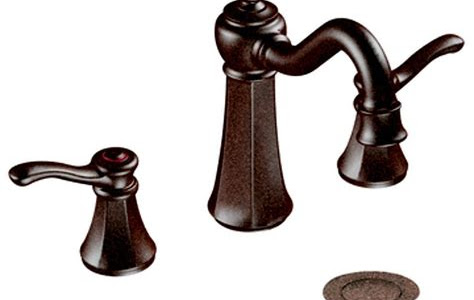 Widespread Bathroom Faucet Oil Rubbed Bronze 8 Inch Two-Handle 3 Holes Bath Sink Faucets Waterfall Lavatory Supply Lines Hose Lead-Free by Bathfinesse
