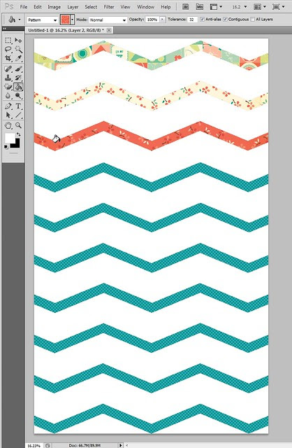 filling stretch chevron overlay with Cosmo Cricket patterned papers