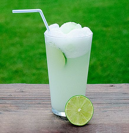 Lime sherbet and ginger ale float...so refreshing on a hot summer day.
