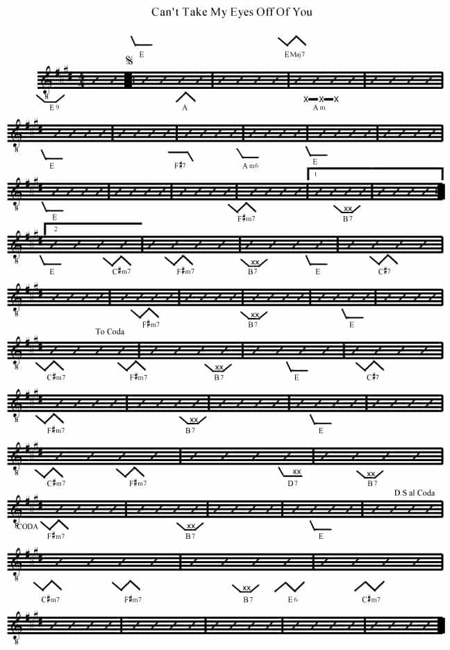 Can T Take My Eyes Off You E Rockmaster Songbook