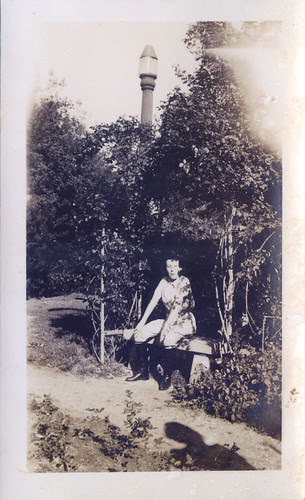 One woman with street lamp