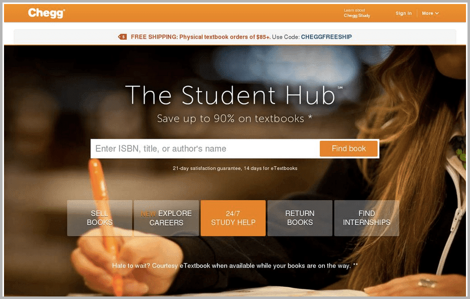 Chegg web design example