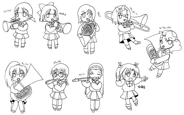 吹奏楽メンバー線画 その1 くりおねはうす