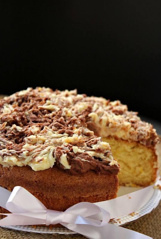 Double Orange Cake with Marble Frosting