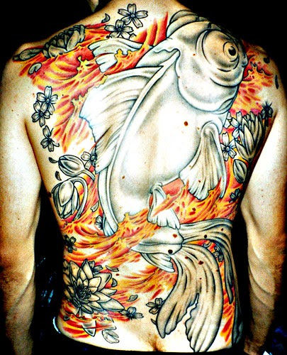 Japanese Koi Fish Tattoo On The Full Back Body Picture 8