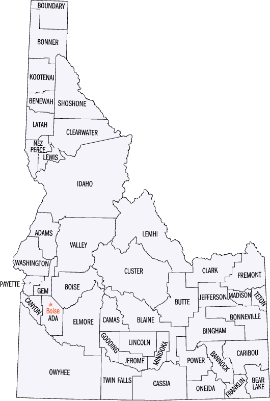 County Map of Idaho