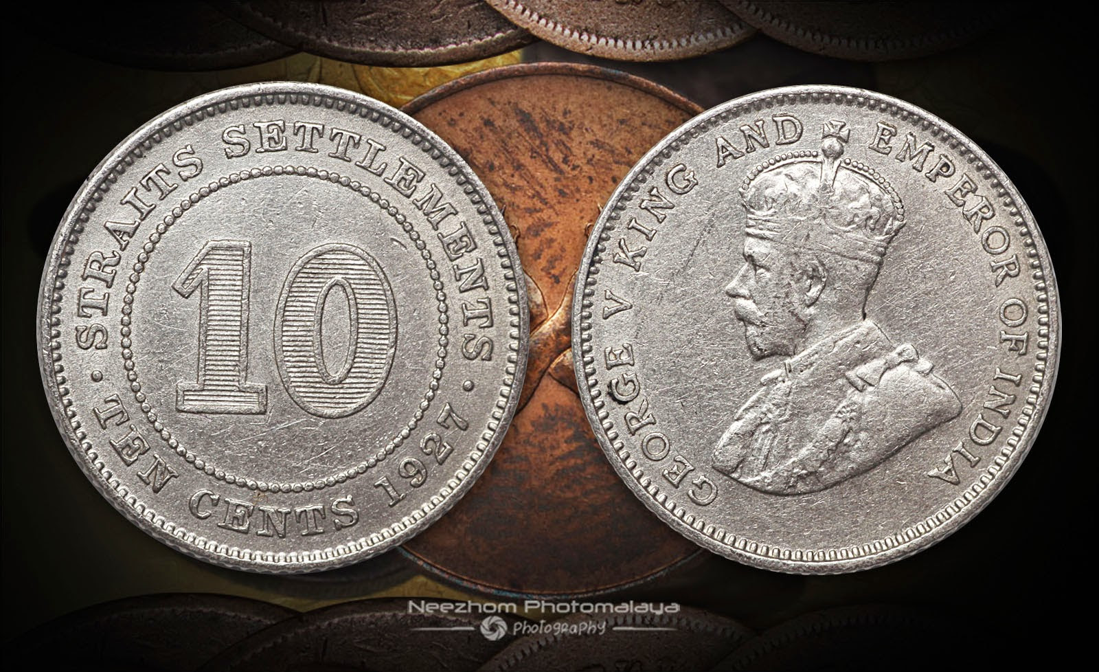 Straits Settlements 10 Cents 1927 silver coin