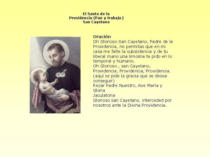 El Santo De La Providencia Pan Y Trabajo