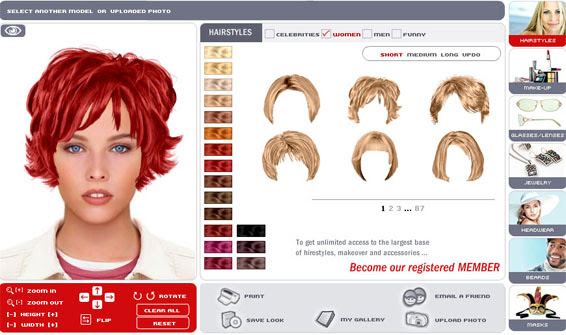 site where you can try on different virtual hairstyles and makeup.