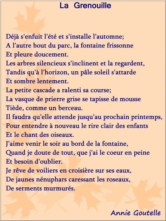 Poeme la fontaine
