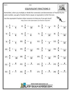 equivalent fractions 3 worksheet for 3rd 4th grade lesson planet