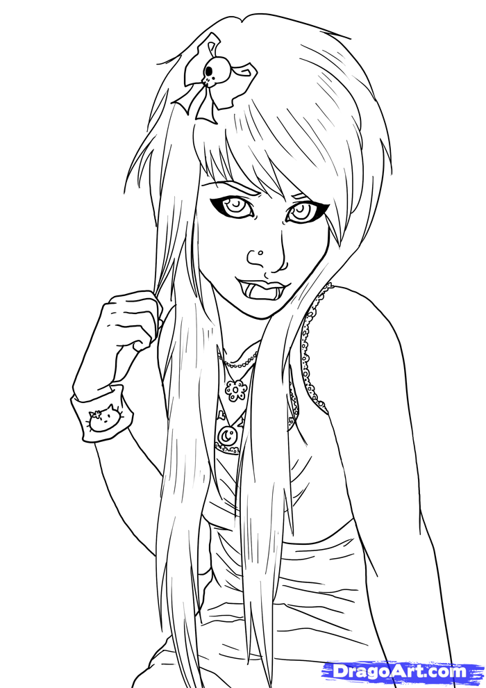 Emo Coloring Page Clip Art Library