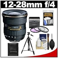 Tokina 12-28mm f/4.0 AT-X Pro DX Digital Zoom Lens with 3 UV/FLD/CPL Filters + Tripod + Kit for Nikon D3100, D3200, D5100, D5200, D7000, D7100 DSLR Cameras
