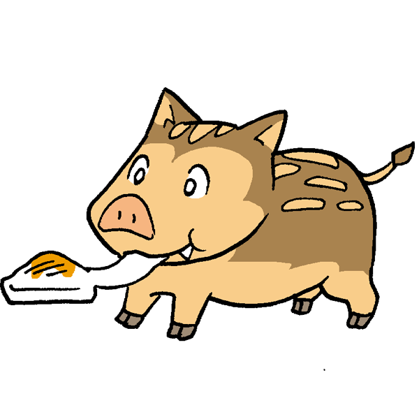 お餅を食べる猪のイラスト かわいいフリー素材が無料のイラストレイン