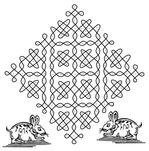 Indian Designs p - bundle of sweets symbol with pair of rabbits