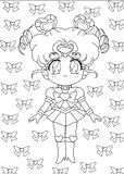 Coloring page for Sailor Moon fantasy magic imagination time.