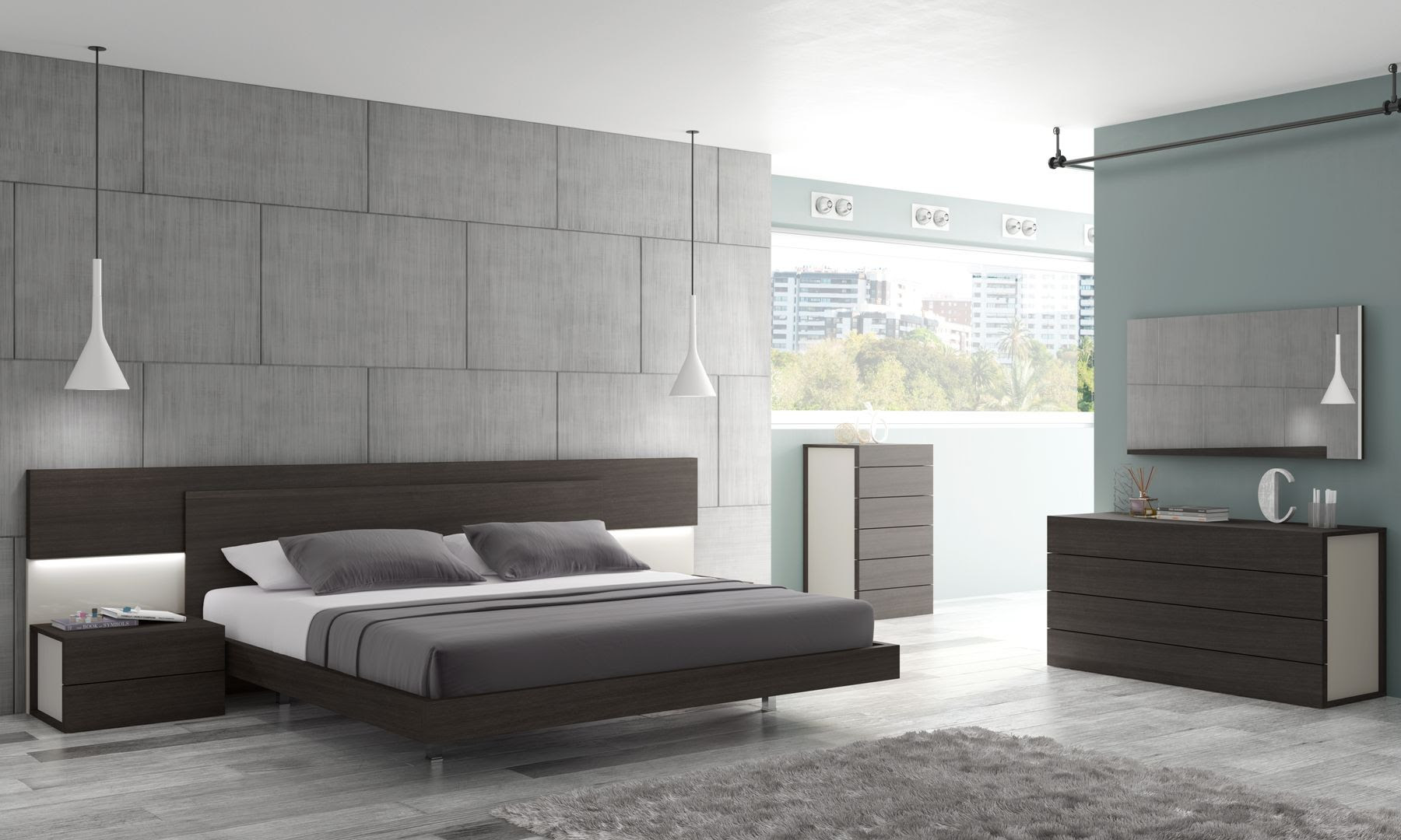 Maia Light Grey Lacquer Platform Bedroom Set from J&M ...