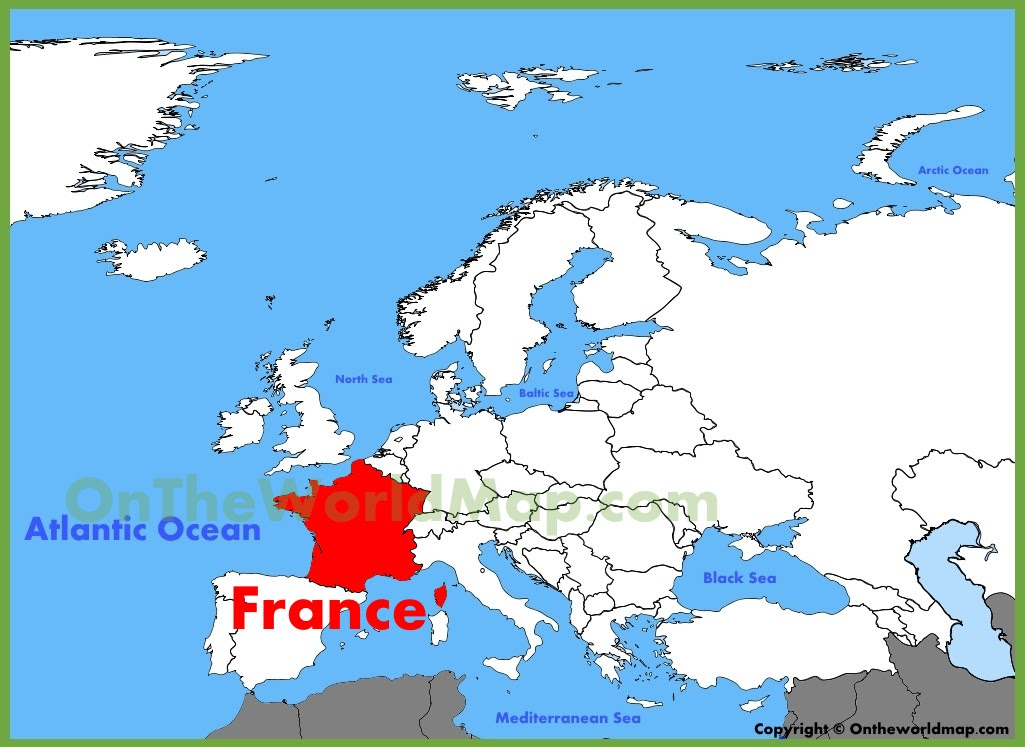 France On Europe Map France location on the Europe map