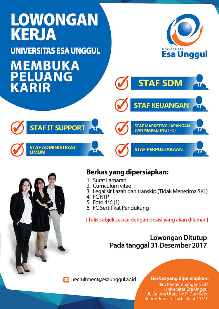  Lowongan  Kerja  Universitas Esa Unggul Universitas Esa Unggul