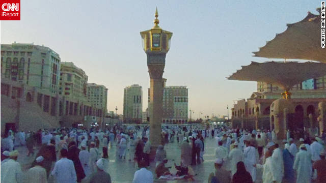 Muslim pilgrims gather in Medina, the burial place of the prophet Mohammed, for the Hajj pilgrimage.
