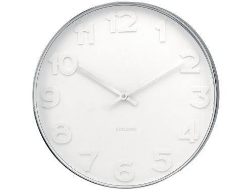 Karlsson Wall Clock Mr. White Numbers Steel Polished, 20-Inch
